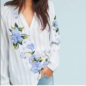 Anthropologie Akemi + Kin blue and white top NWOT